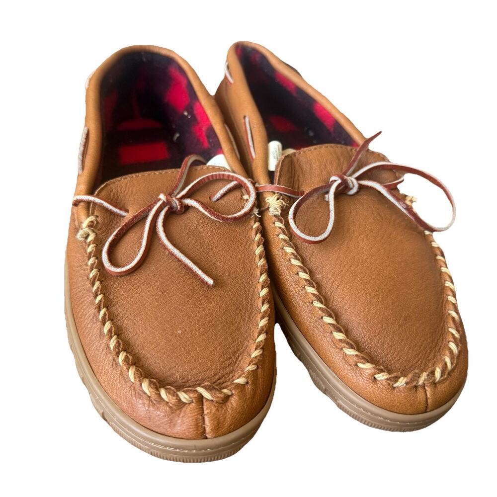 L.L.Bean Men's Handsewn Slippers, Flannel-Lined In Acorn Size 11 Leather